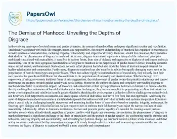 Essay on The Demise of Manhood: Unveiling the Depths of Disgrace