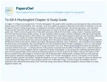 Essay on To Kill a Mockingbird Chapter 13 Study Guide