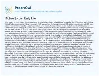 Essay on Michael Jordan Early Life