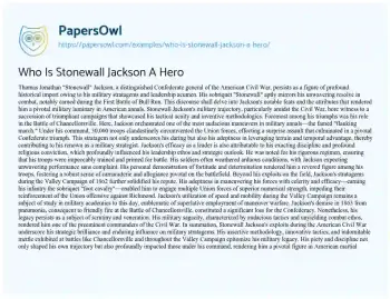 Essay on Who is Stonewall Jackson a Hero