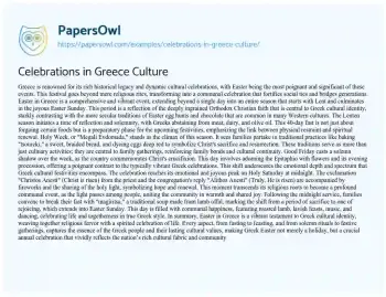 Essay on Celebrations in Greece Culture