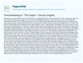 Essay on Foreshadowing in “The Sniper”: Literary Insights