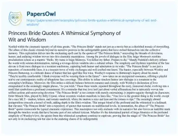 Essay on Princess Bride Quotes: a Whimsical Symphony of Wit and Wisdom