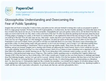 Essay on Glossophobia: Understanding and Overcoming the Fear of Public Speaking