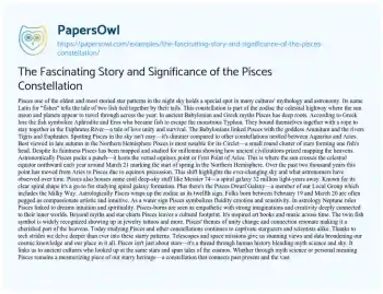 Essay on The Fascinating Story and Significance of the Pisces Constellation