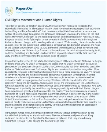 Essay on Civil Rights Movement and Human Rights