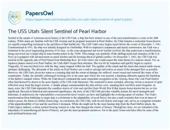 Essay on The USS Utah: Silent Sentinel of Pearl Harbor