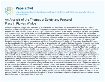 Essay on An Analysis of the Themes of Safety and Peaceful Place in Rip Van Winkle