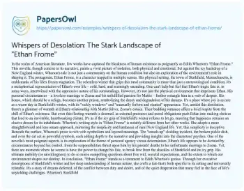 Essay on Whispers of Desolation: the Stark Landscape of “Ethan Frome”