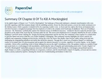 Essay on Summary of Chapter 8 of to Kill a Mockingbird