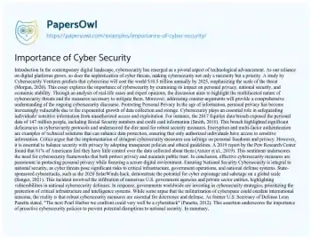 Essay on Importance of Cyber Security