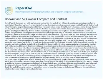 Essay on Sir Gawain and Beowulf: Compare and Contrast