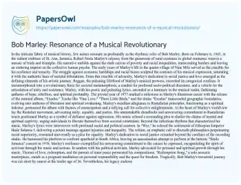 Essay on Bob Marley: Resonance of a Musical Revolutionary