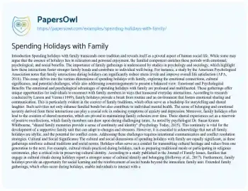 Essay on Spending Holidays with Family