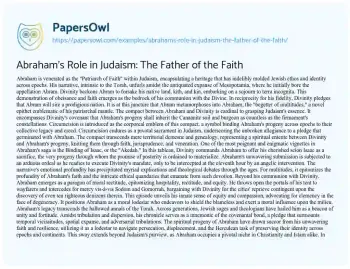 Essay on Abraham’s Role in Judaism: the Father of the Faith