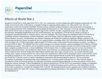 Essay on Effects of World War 2