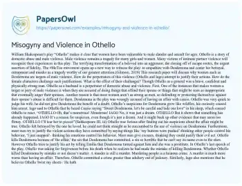 Essay on Misogyny and Violence in Othello