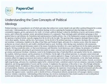 Essay on Understanding the Core Concepts of Political Ideology