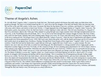 Essay on Theme of Angela’s Ashes