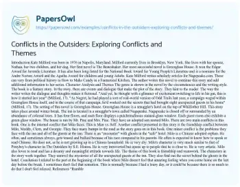 Essay on Conflicts in the Outsiders: Exploring Conflicts and Themes