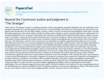 Essay on Beyond the Courtroom: Justice and Judgment in “The Stranger”