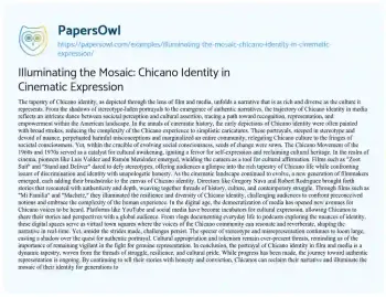 Essay on Illuminating the Mosaic: Chicano Identity in Cinematic Expression