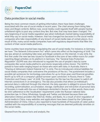 Essay on Data Protection in Social Media