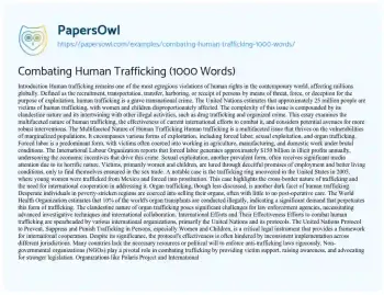 Essay on Combating Human Trafficking (1000 Words)