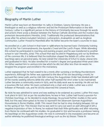 Essay on Biography of Martin Luther