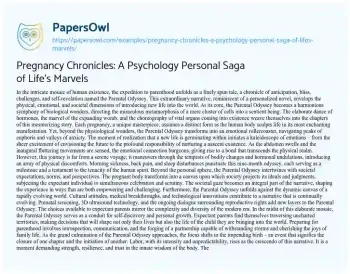 Essay on Pregnancy Chronicles: a Psychology Personal Saga of Life’s Marvels