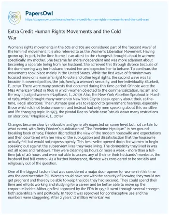 Essay on Extra Credit Human Rights Movements and the Cold War