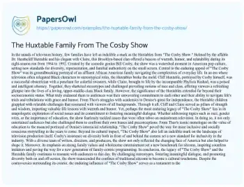 Essay on The Huxtable Family from the Cosby Show