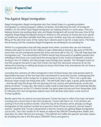 Essay on The against Illegal Immigration