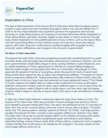 Essay on Imperialism in China