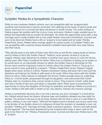 Essay on Euripides’ Medea as a Sympathetic Character