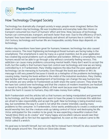 Essay on How Technology Changed Society