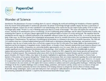 Essay on Wonder of Science