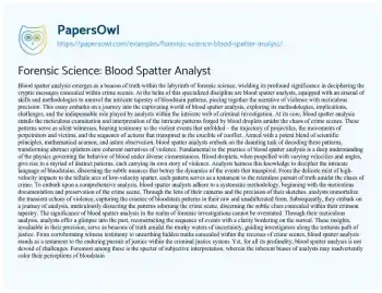 Essay on Forensic Science: Blood Spatter Analyst