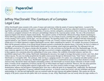 Essay on Jeffrey MacDonald: the Contours of a Complex Legal Case