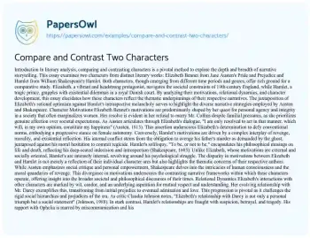 Essay on Compare and Contrast Two Characters