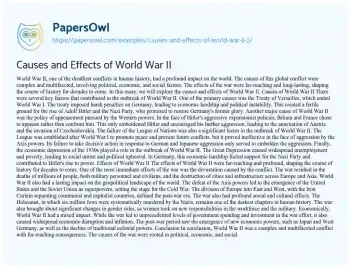 Essay on Causes and Effects of World War II