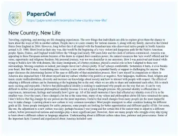 Essay on Moving to a New Country