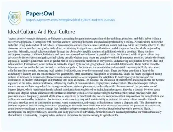 Essay on Ideal Culture and Real Culture