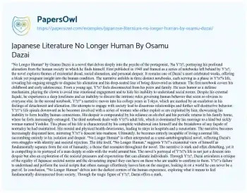 Essay on Japanese Literature no Longer Human by Osamu Dazai