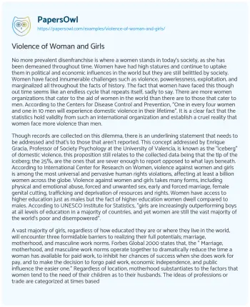 Essay on Violence of Woman and Girls