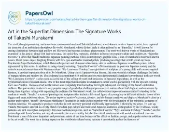 Essay on Art in the Superflat Dimension: the Signature Works of Takashi Murakami