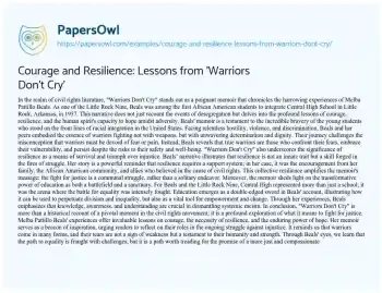 Essay on Courage and Resilience: Lessons from ‘Warriors don’t Cry’