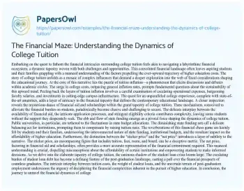 Essay on The Financial Maze: Understanding the Dynamics of College Tuition