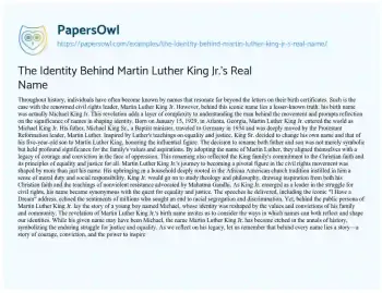 Essay on The Identity Behind Martin Luther King Jr.’s Real Name