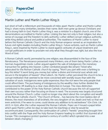 Essay on Martin Luther and Martin Luther King Jr.